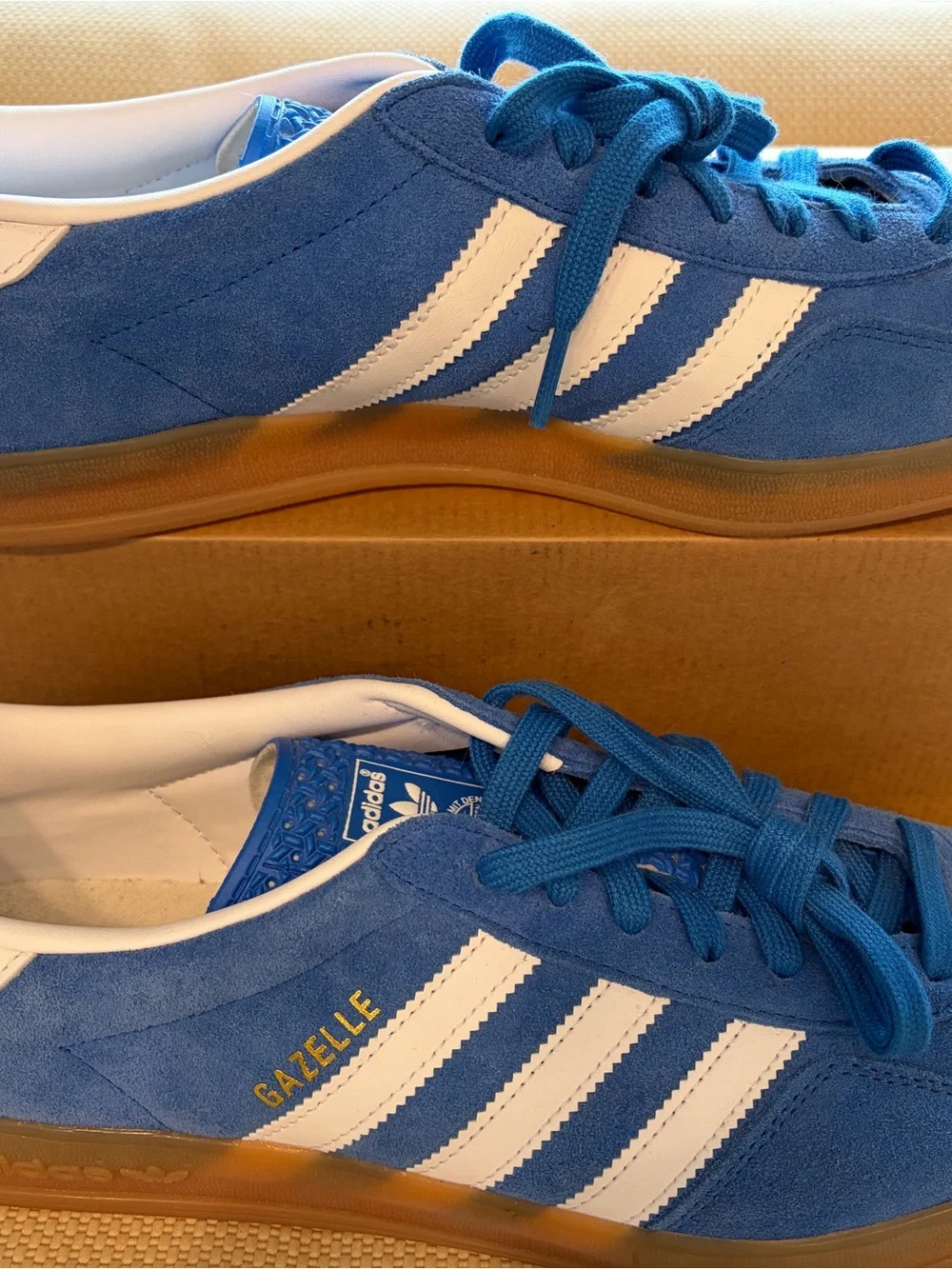 adidas Blue Suede Sneakers with White Three Stripes